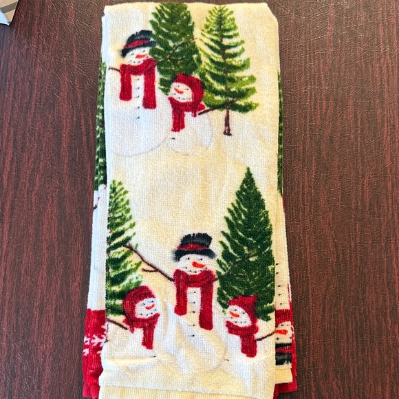 Set of 2 St. Nicholas Square Snowman and Tree Kitchen Towels - Red and Green - Picture 3 of 3